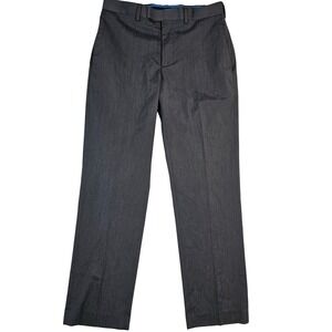 Mens Charcoal Gray Stretch Flat Front Dress Pants 30x30 Straight Leg Trousers